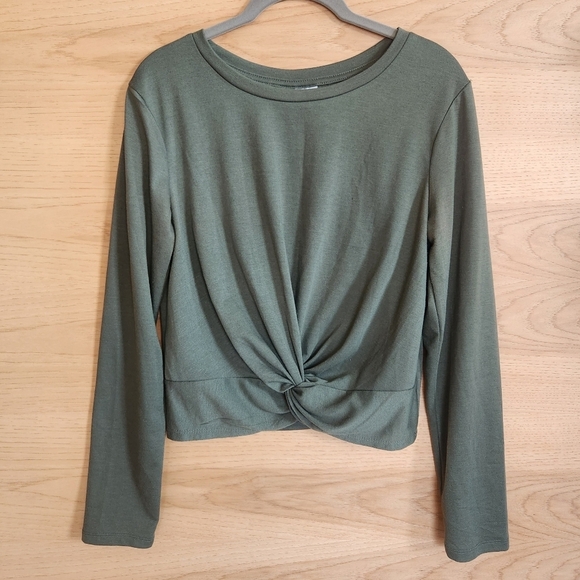 IVOIRE ANTHROPOLOGIE GREEN TWIST FRONT LONG SLEEVE SHIRT PULLOVER SIZE M / L - Picture 1 of 5
